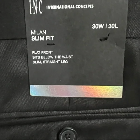 NWT INC BLACK MILAN SLIM FIT STRAIGHT LEG SUIT PANTS SIZE 30x30 - Picture 6 of 9